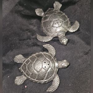Set of Two Turtle Salt and Pepper Shakers - Matte Black